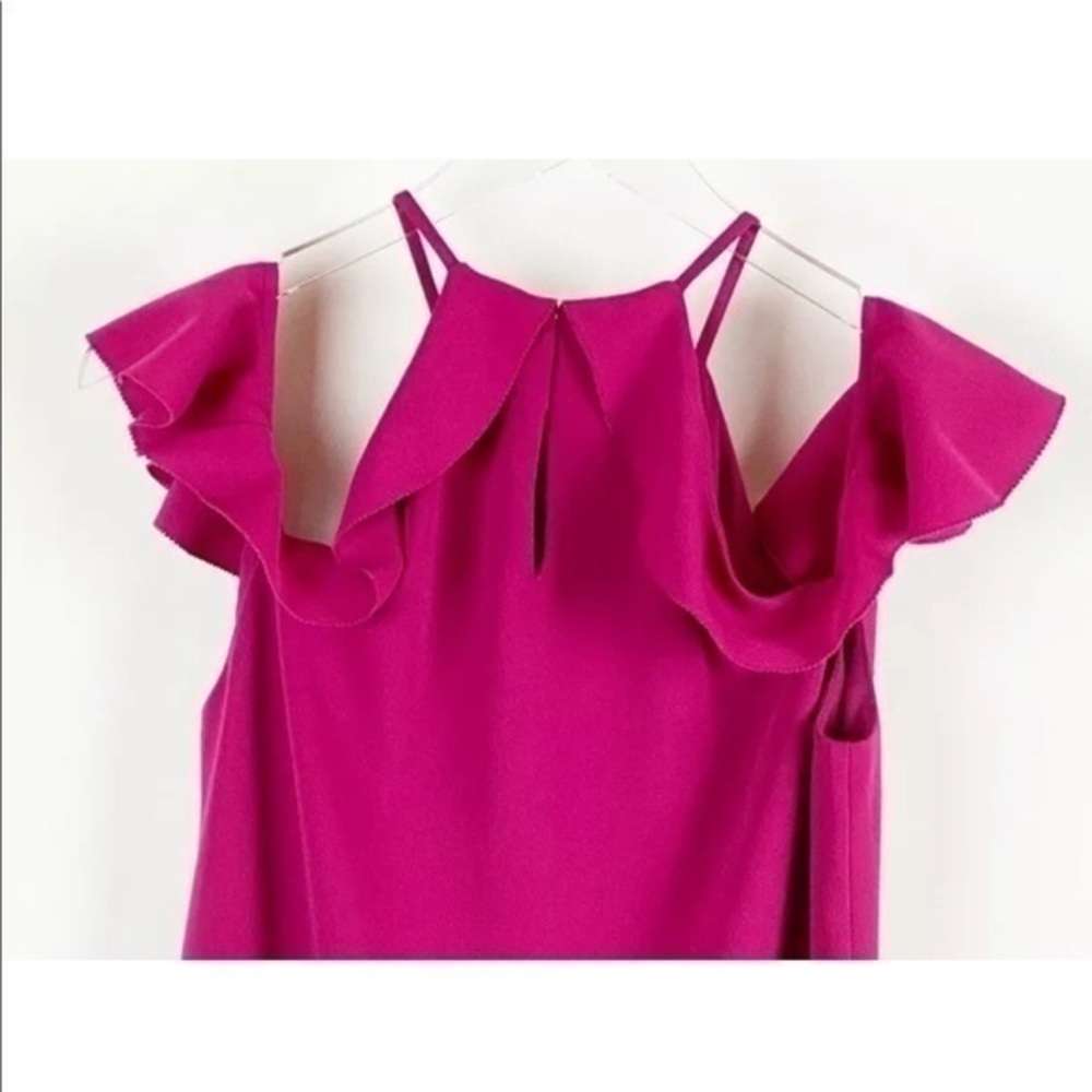 Cooper & Ella Raspberry Saga Cold Shoulder Ruffle Dress - Size M - Picture 11 of 16